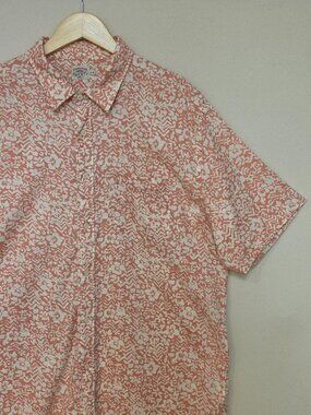 Faherty Short Sleeve Hemp Blend Floral Print Button Down XL